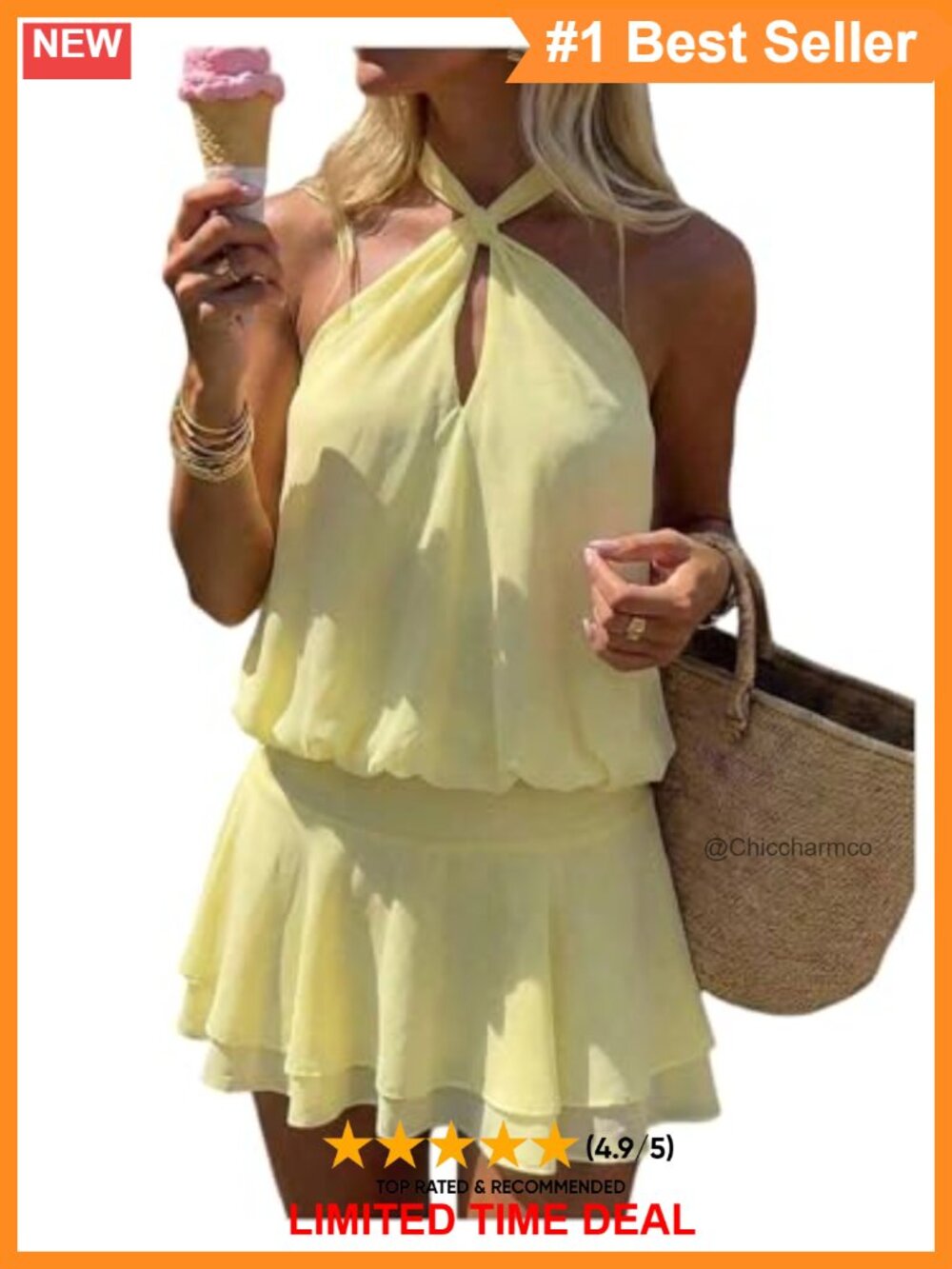 Y2K Ruffle Halter Mini Dress Drop Waist Tie Backless A Line